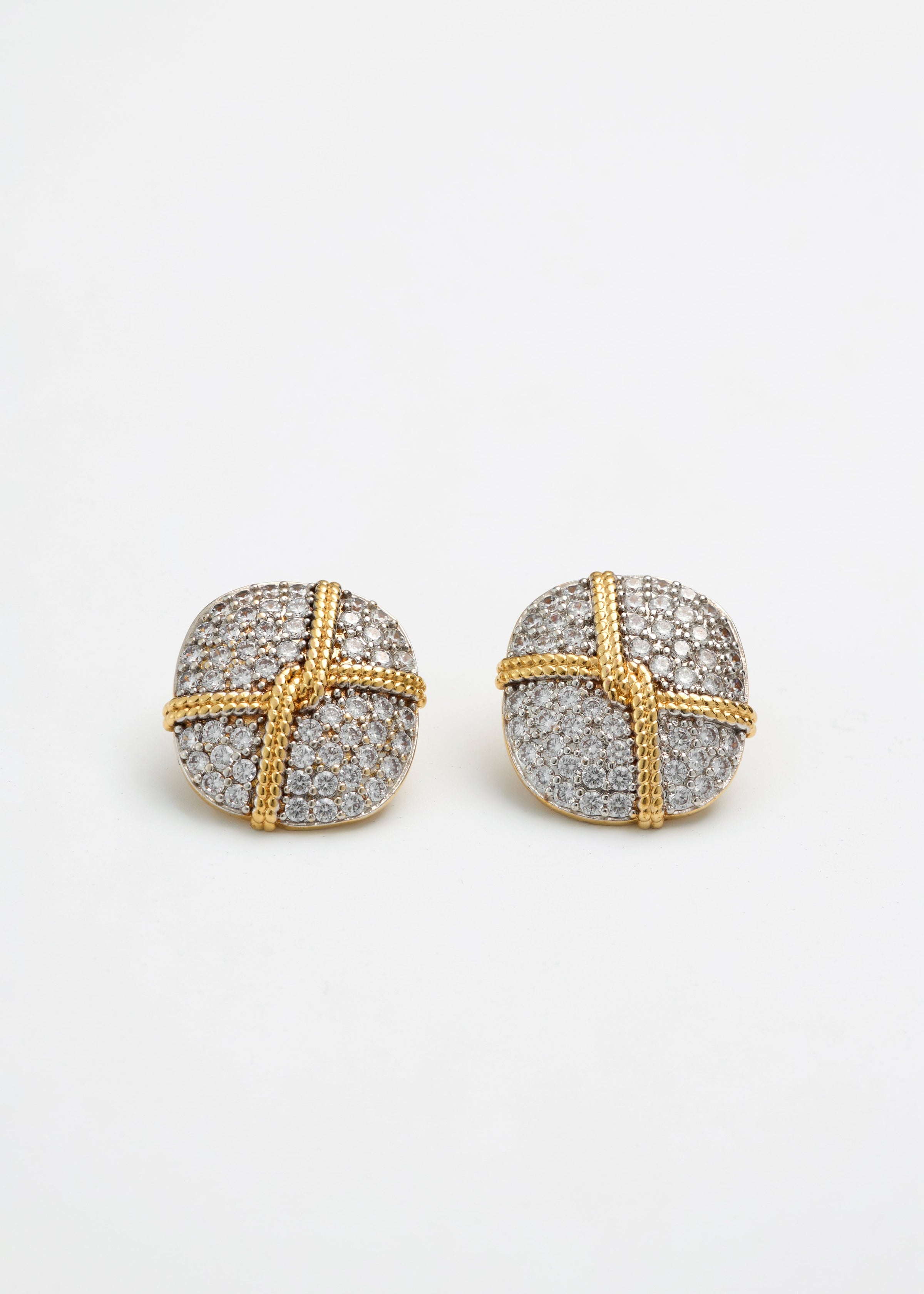 Pave Button Earrings