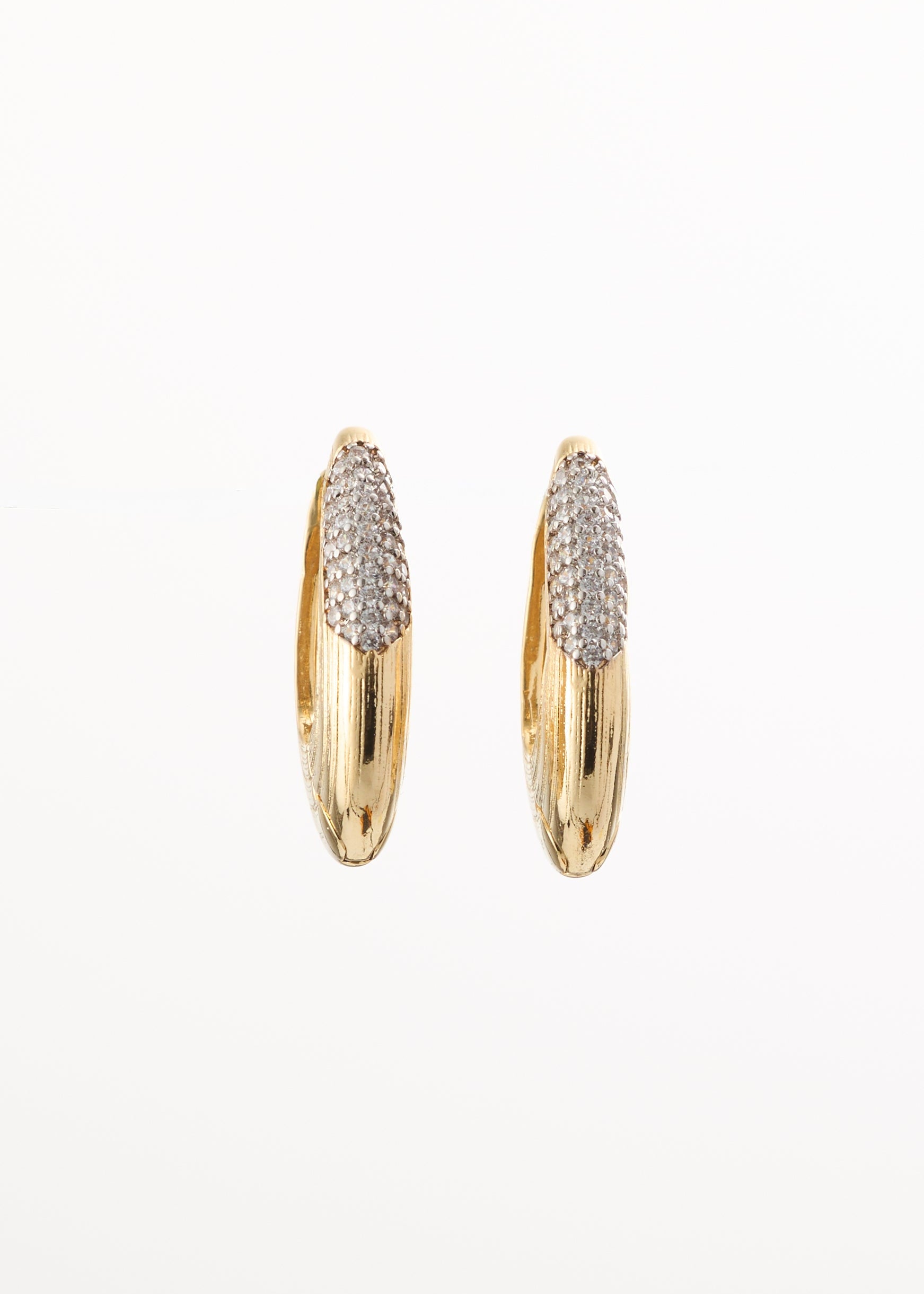 Pavé Gold Oval Hoops