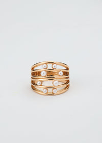 Pearl Cascade Gold Ring