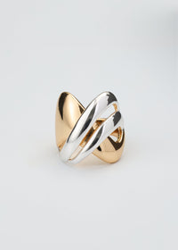 The Sculptural Two Tone Crossover Ring