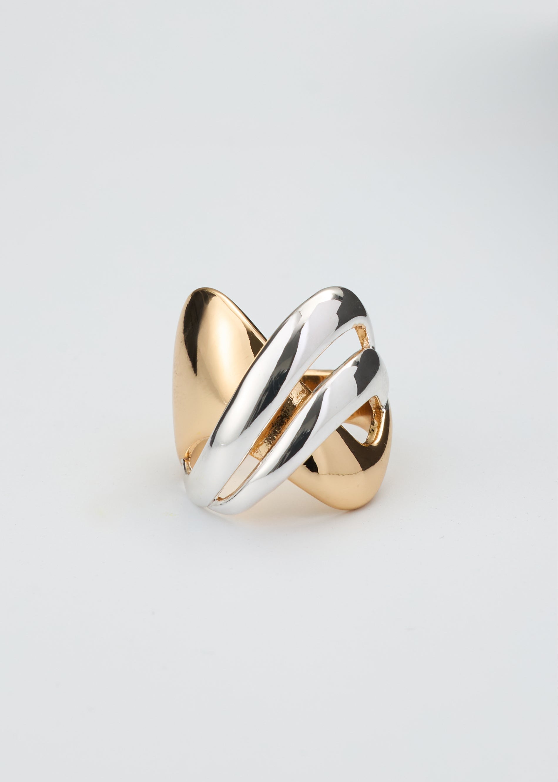 The Sculptural Two Tone Crossover Ring