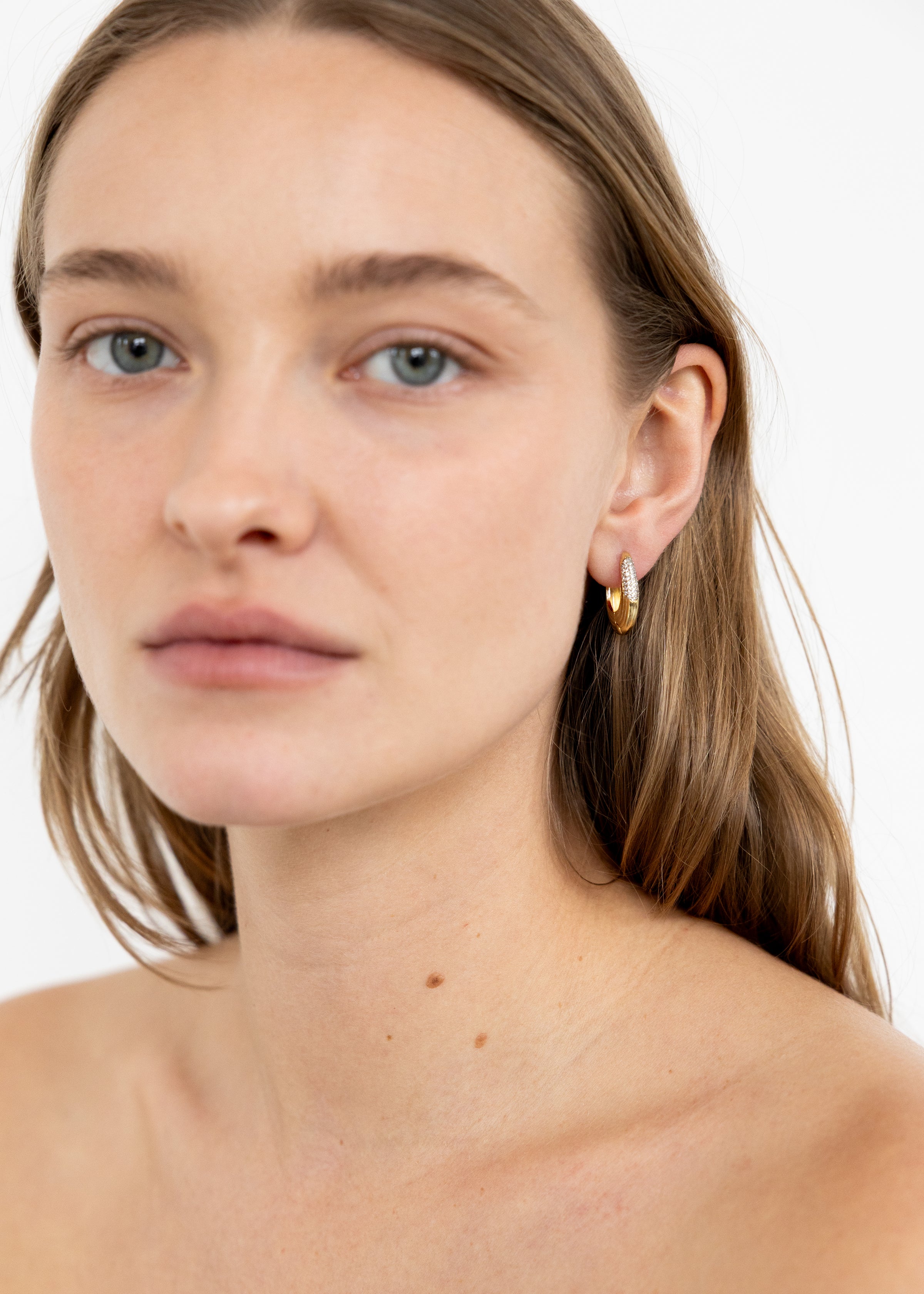 Pavé Gold Oval Hoops