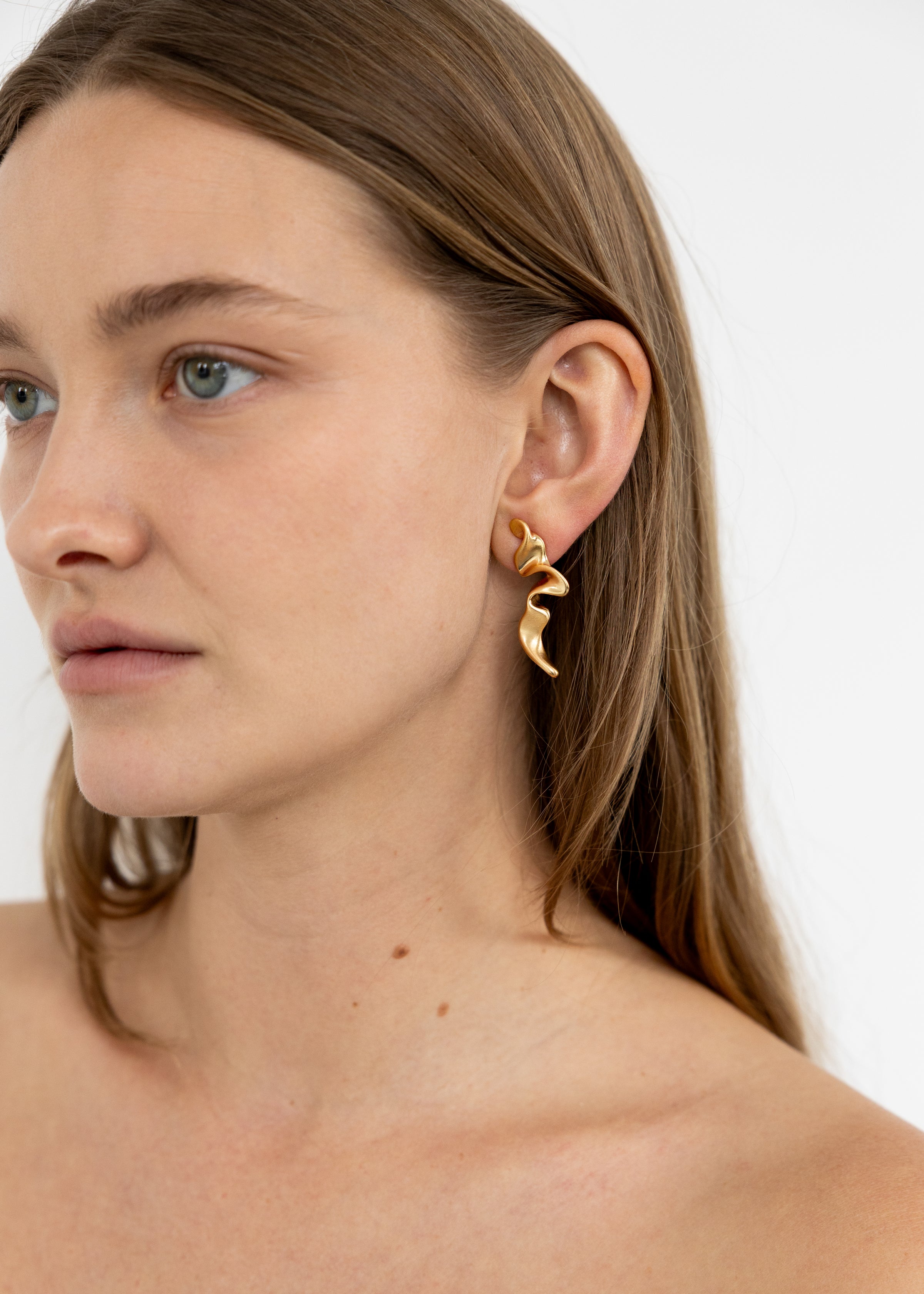 Fluid Gold Swirl Earrings