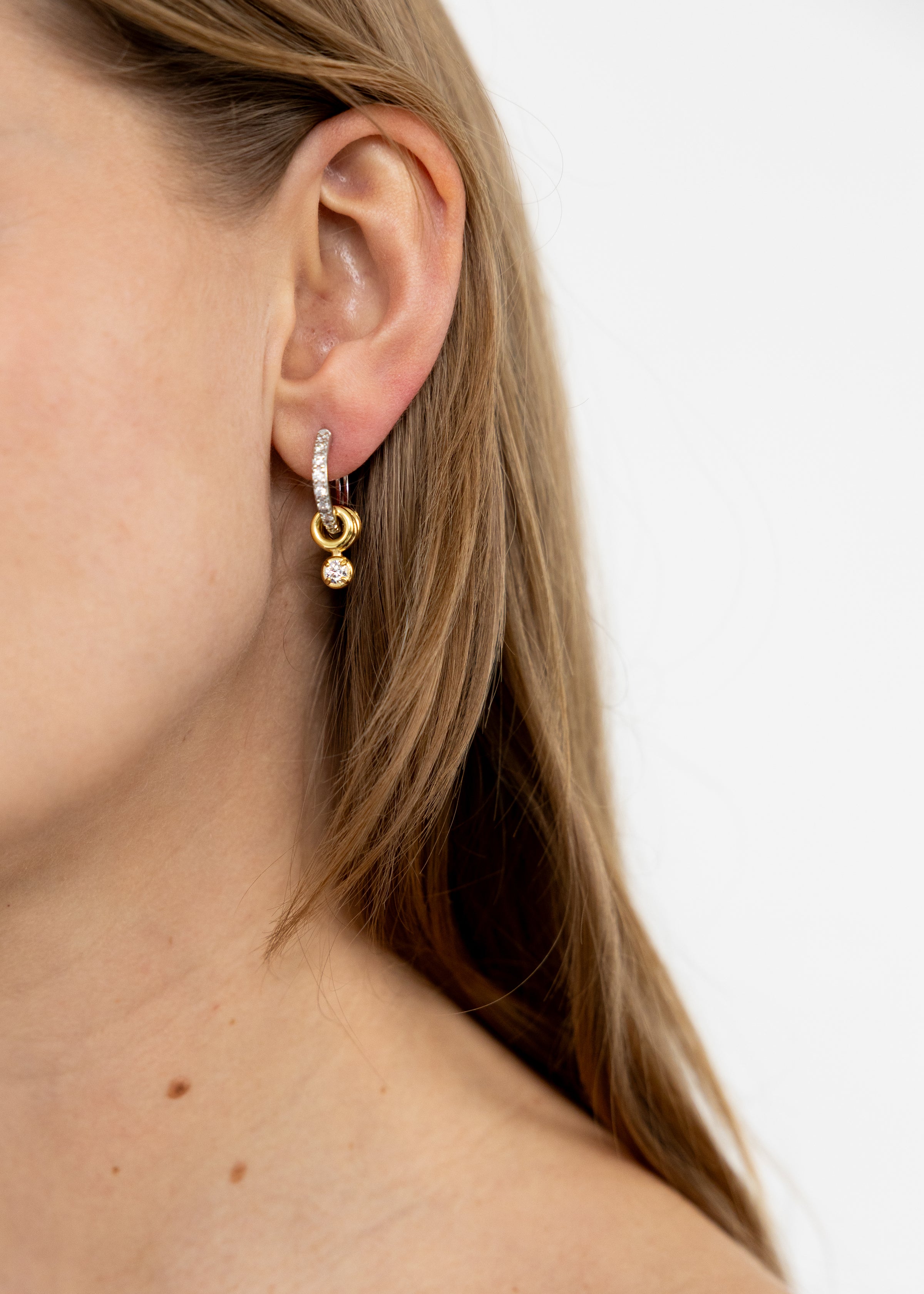 Mixed Metal Charm Huggies