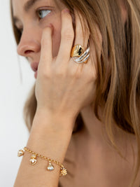 The Sculptural Two Tone Crossover Ring