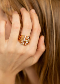 Pearl Cascade Gold Ring