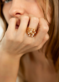 Pearl Cascade Gold Ring