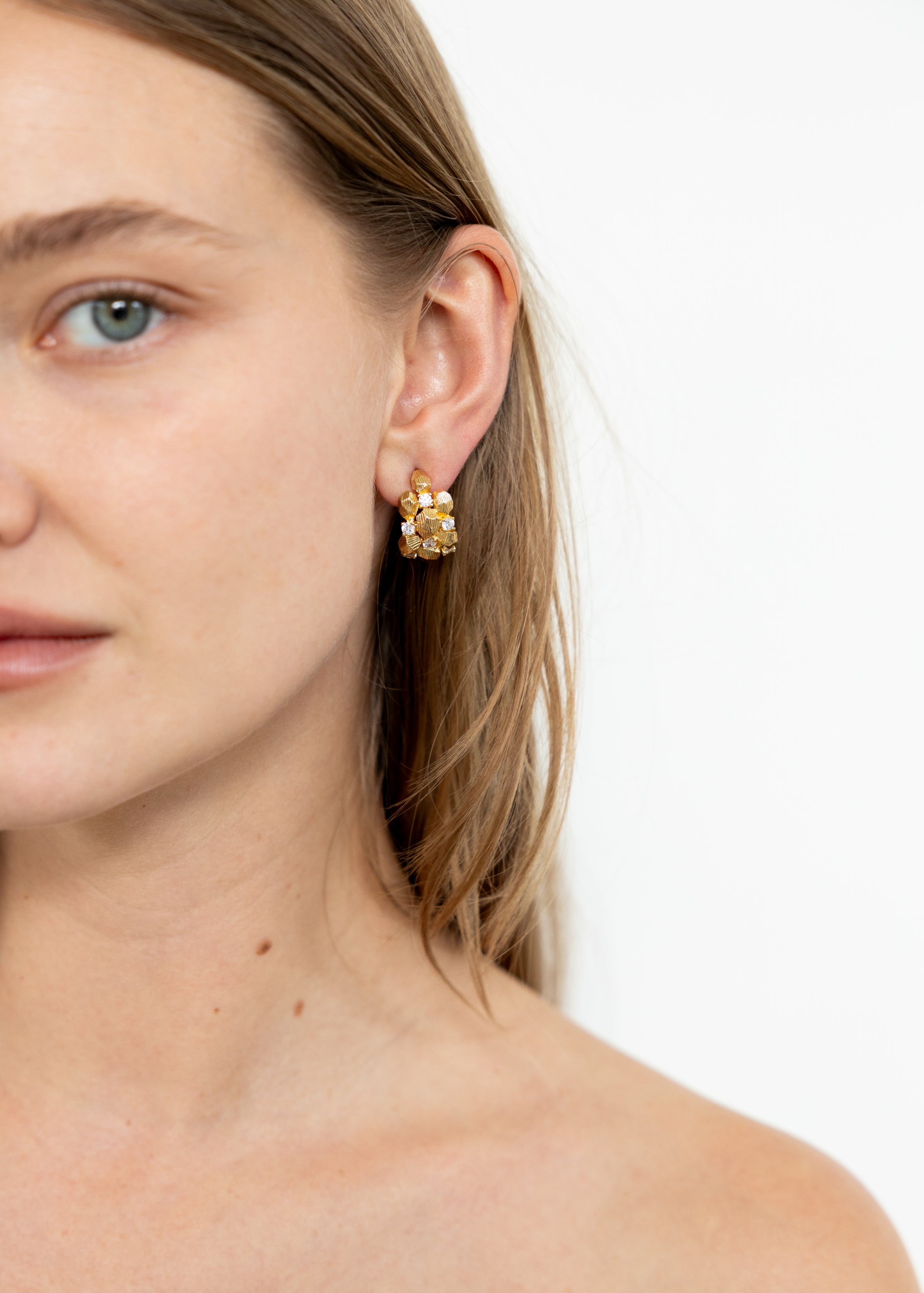 Textured Geometric Cluster Earrings