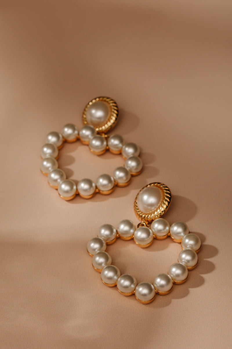 Alessandra Pearl Heart Earrings