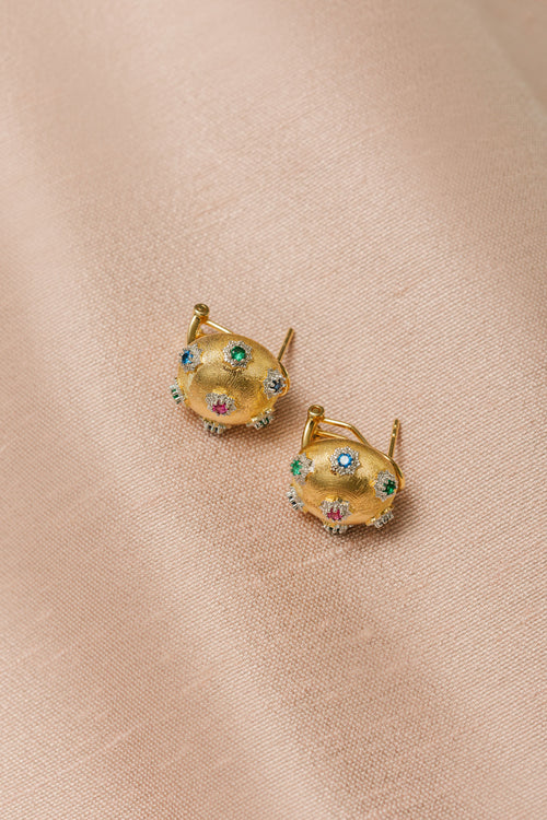 Gold Colourful Stud Earrings